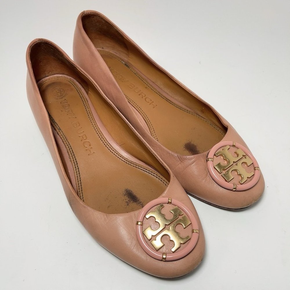 Tory Burch Pink Leather Baller Flat